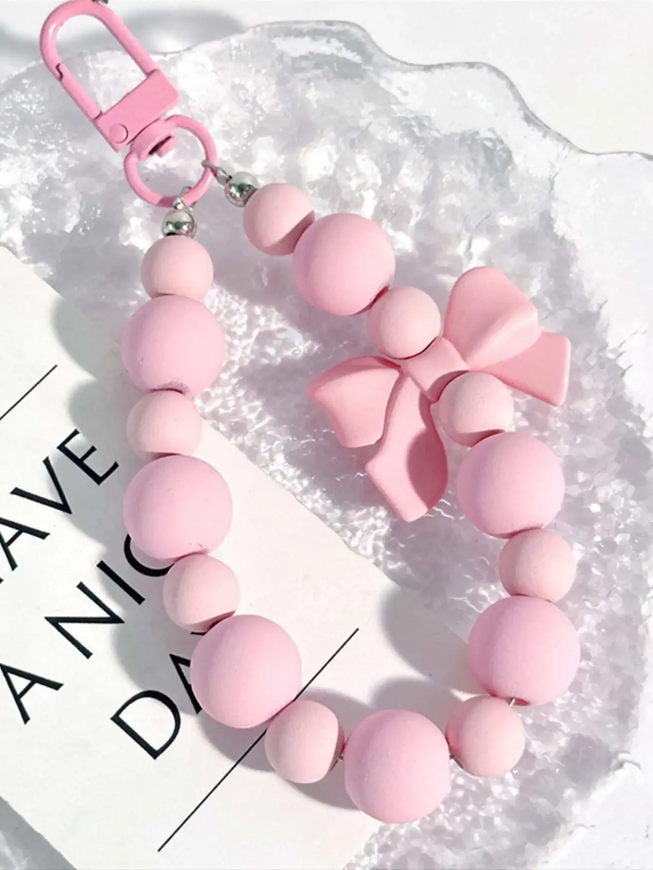 1pc Pink Pearl Bow Keychain Mo - School Backpack Teen recension och pris