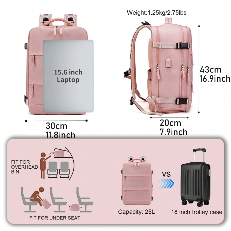 Travel Backpack Carry On Anti  - Travel Backpack Anti Theft recension och pris